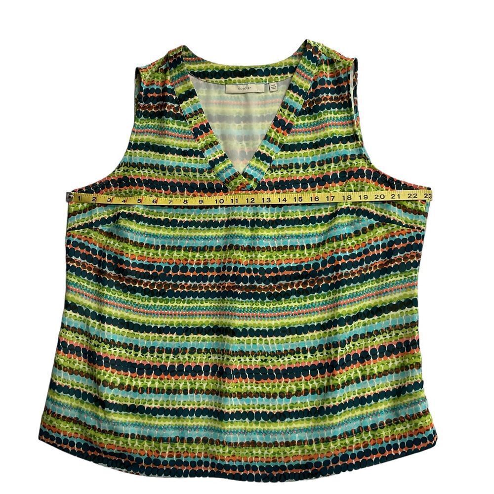 Sejour Women's Size‎ 14W Top Blouse Sleeveless Green Chiffon Work Office Chic - Picture 7 of 11